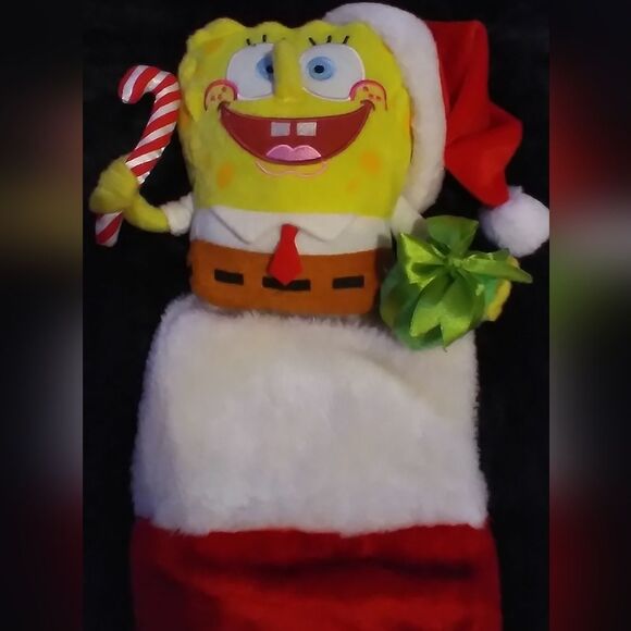 Adorable SpongeBob SquarePants Plush Head Christmas Stocking - Picture 4 of 5